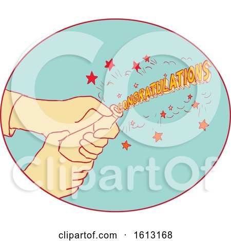 Congratulations Hand Popping Champagne Drawing by patrimonio