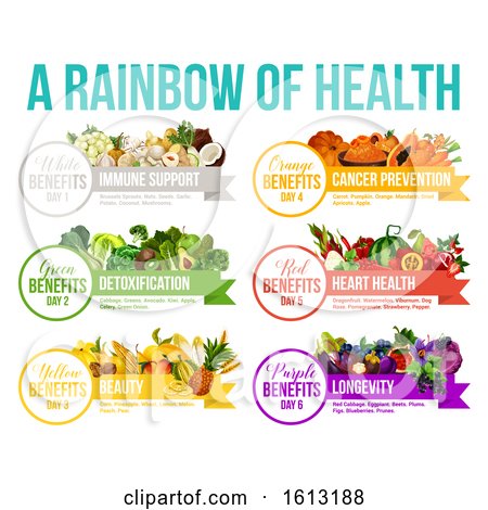 Clipart of a Rainbow of Health Showing Colorful Produce - Royalty Free Vector Illustration by Vector Tradition SM