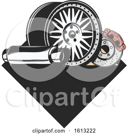 Clipart of a Car Parts Automotive Design - Royalty Free Vector Illustration by Vector Tradition SM