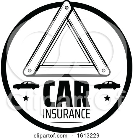 Clipart of a Black and White Automotive Car Insurance Design - Royalty Free Vector Illustration by Vector Tradition SM