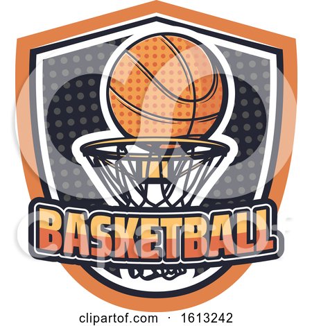 Clipart of a Basketball Shield Design - Royalty Free Vector Illustration by Vector Tradition SM