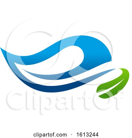 Clipart of a Green and Blue Water Leaf Organic Natural Design - Royalty Free Vector Illustration by Vector Tradition SM