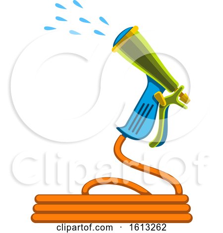 Clipart of a Hose and Spraying Nozzle - Royalty Free Vector Illustration by Vector Tradition SM