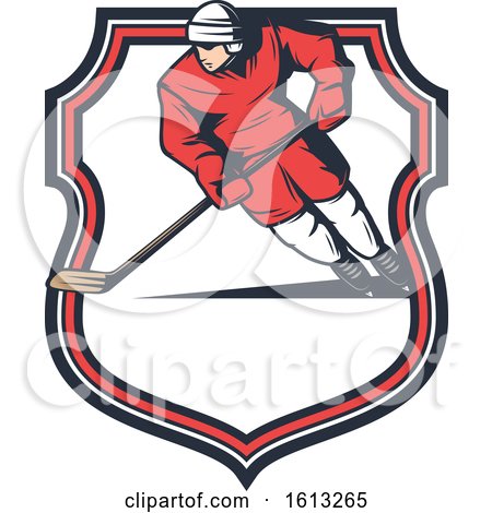 Clipart of a Hockey Sports Shield Design - Royalty Free Vector Illustration by Vector Tradition SM