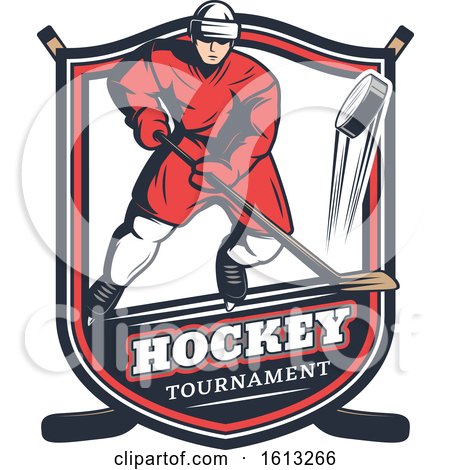 Clipart of a Hockey Sports Shield Design - Royalty Free Vector Illustration by Vector Tradition SM
