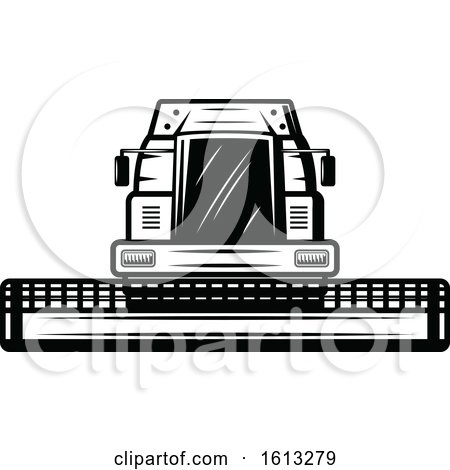 Clipart of a Black and White Farm Tractor - Royalty Free Vector Illustration by Vector Tradition SM