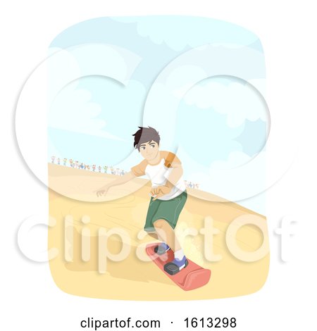 Teen Boy Sand Boarding Illustration by BNP Design Studio