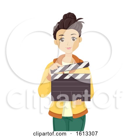 Teen Girl Hold Clapper Illustration by BNP Design Studio