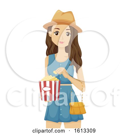 Teen Girl Popcorn Illustration by BNP Design Studio