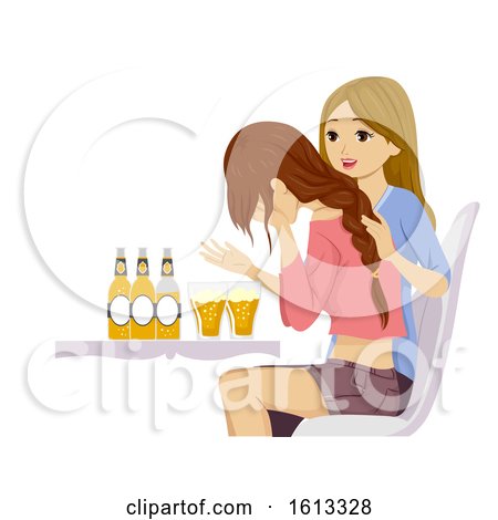Teen Girls Drinking Problem Cry Illustration by BNP Design Studio