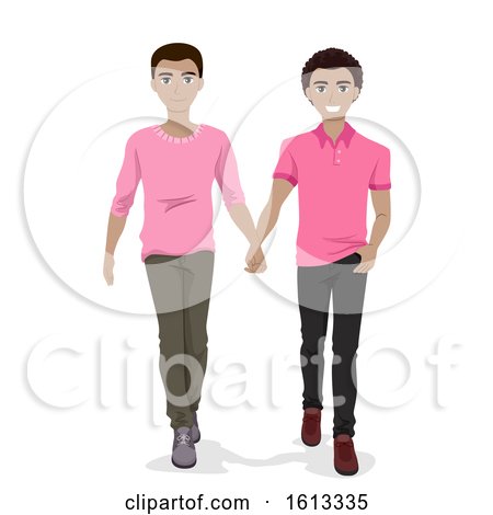 Teen Gay Couple Hold Hands Illustration by BNP Design Studio