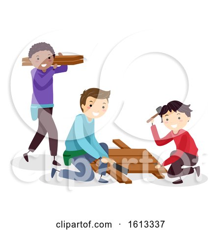 Teens Boys Woodworking Table Illustration by BNP Design Studio