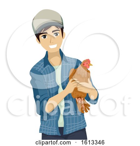 Teen Boy Farm Chicken Hen Illustration by BNP Design Studio