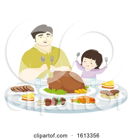 Kid Girl Father Eat Foods Desserts Illustration by BNP Design Studio