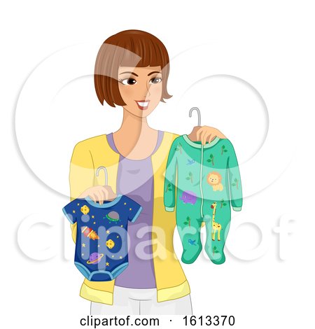 Girl Mom Choose Baby Clothes Illustration by BNP Design Studio
