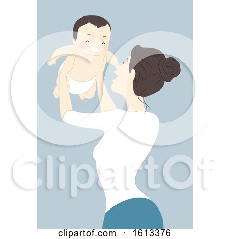 Girl Mom Baby Hold up Illustration by BNP Design Studio