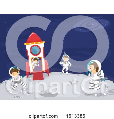 Stickman Family Outer Space Trip Illustration by BNP Design Studio