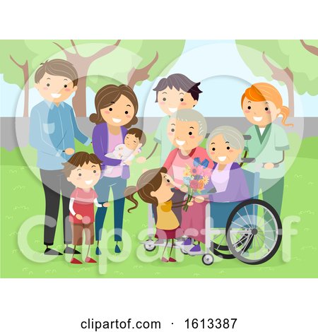 Stickman Family Visit Grandparents Illustration by BNP Design Studio