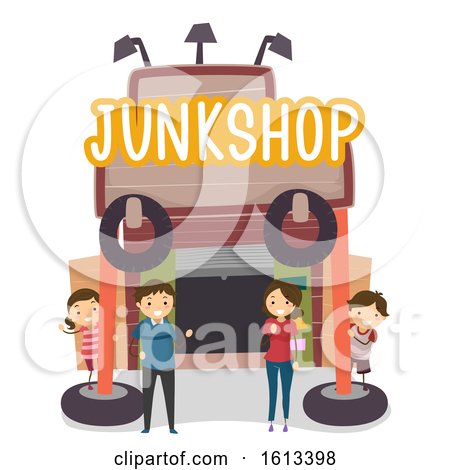 Stickman Family Junk Shop Business Illustration by BNP Design Studio