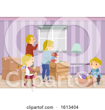 Stickman Family Moving in Illustration by BNP Design Studio