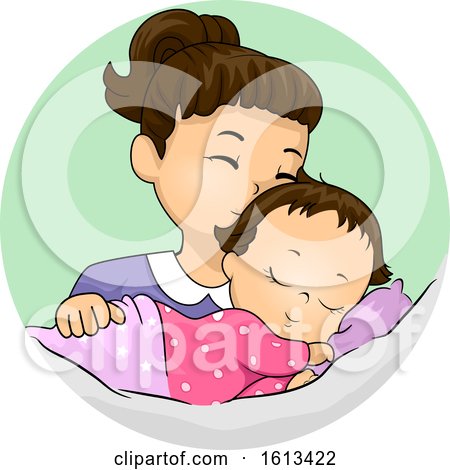 Kid Girl Kiss Baby Sibling Illustration by BNP Design Studio