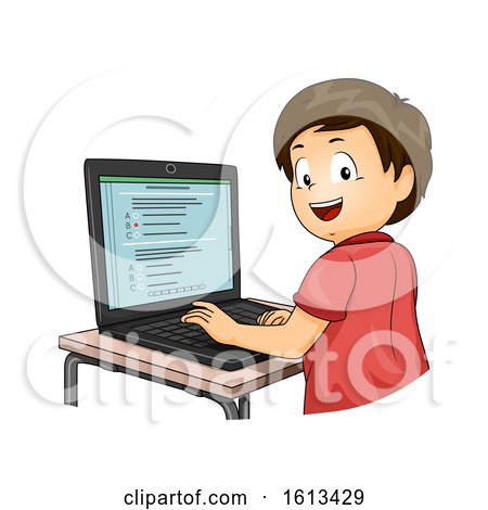 Kid Boy Computer Based Test Illustration by BNP Design Studio