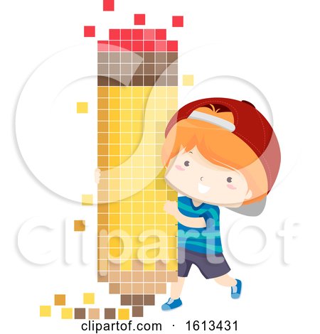 Kid Boy Pencil Pixel Art Illustration by BNP Design Studio