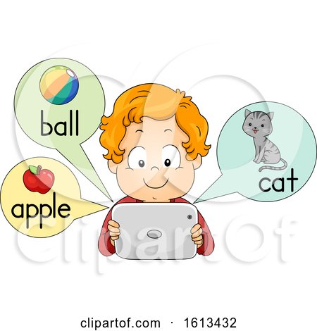 Kid Boy Picture Dictionary Tablet Illustration by BNP Design Studio