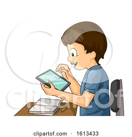 Kid Boy Tablet Classroom Illustration by BNP Design Studio