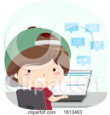 Kid Boy Programming Languages Illustration by BNP Design Studio