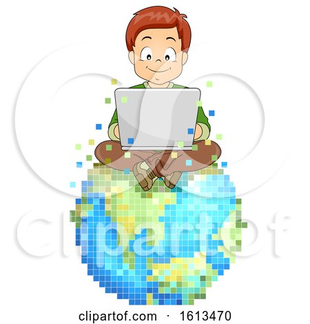 Kid Boy Laptop Virtual World Illustration by BNP Design Studio