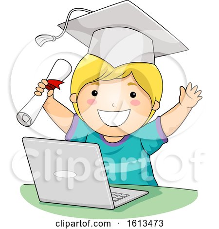 Kid Boy Virtual School Graduate Illustration by BNP Design Studio