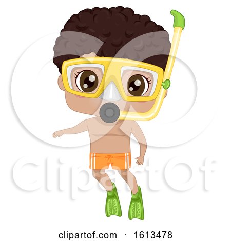 Kid Black Boy Snorkeling Illustration by BNP Design Studio