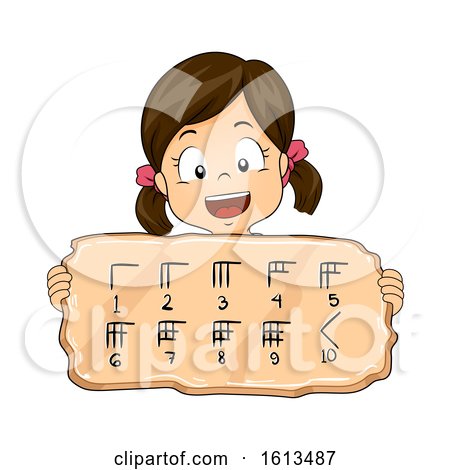 Kid Girl Babylonian Numeral System Illustration by BNP Design Studio