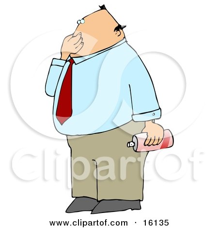Disgusted Businessman Plugging His Nose To Avoid Smelling A Nasty Odor And Holding A Can Of Air Freshener Spray Clipart Illustration by djart