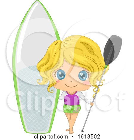 Kid Girl Paddleboarding Illustration by BNP Design Studio