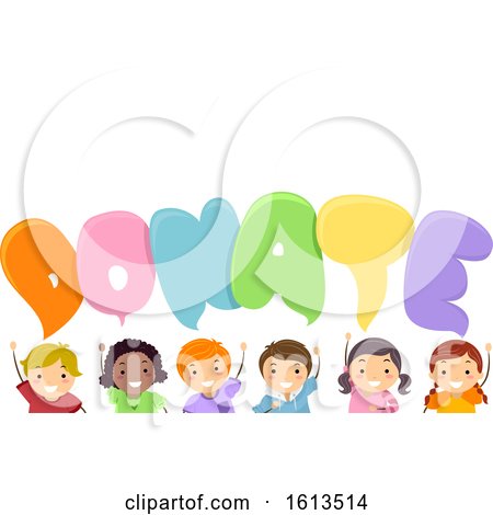 Stickman Kids Donate Speech Bubbles Illustration by BNP Design Studio