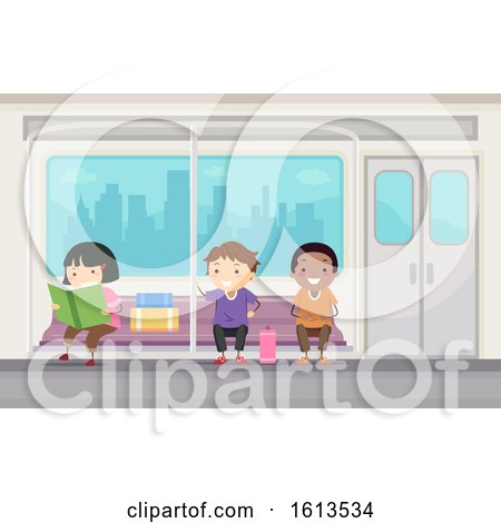 Stickman Kids Subway Ride Illustration by BNP Design Studio