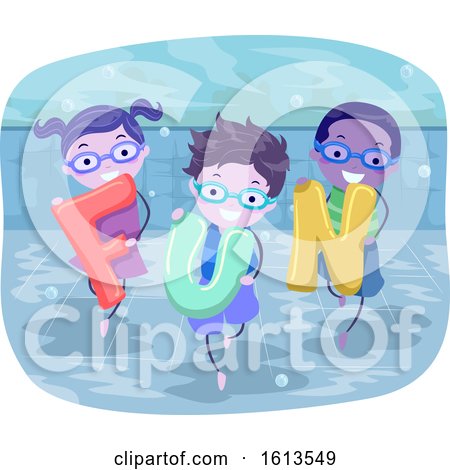 Stickman Kids Under Water Swim Illustration by BNP Design Studio