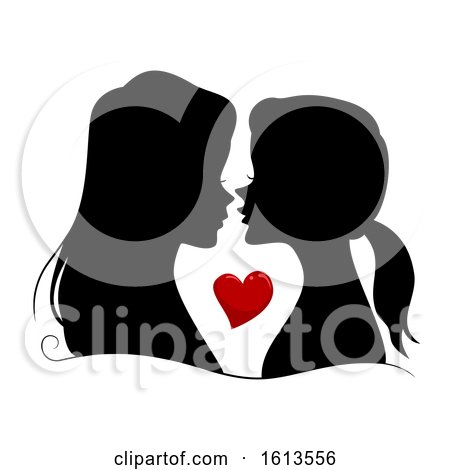 Silhouette Girls Lesbian Couple Illustration by BNP Design Studio