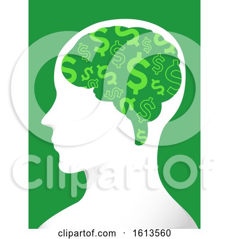 Man Profile Brain Dollars Illustration by BNP Design Studio