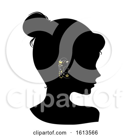 Silhouette Girl Ear Studs Illustration by BNP Design Studio