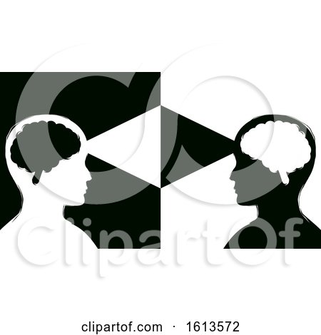 Silhouette Man Mental Telepathy Illustration by BNP Design Studio
