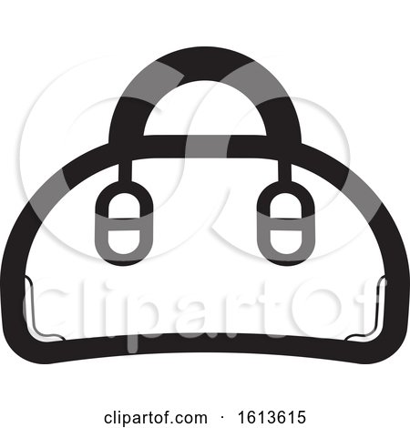 Clipart of a Black and White Hand Bag - Royalty Free Vector Illustration by Lal Perera