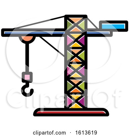 Clipart of a Colorful Construction Crane - Royalty Free Vector Illustration by Lal Perera