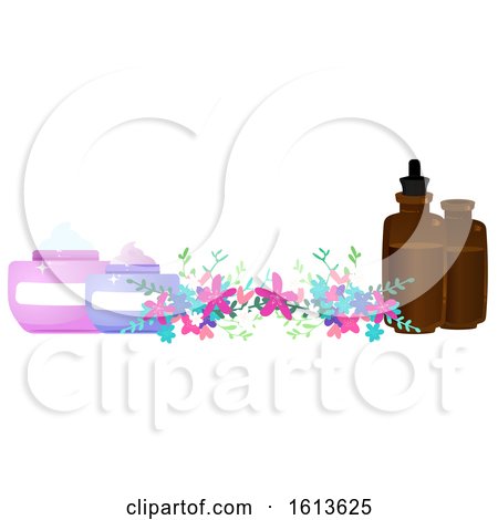 Clipart of a Flower and Beauty Product Banner - Royalty Free Vector Illustration by Melisende Vector