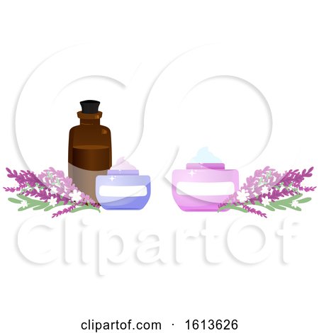 Clipart of a Lavender Flower and Beauty Product Banner - Royalty Free Vector Illustration by Melisende Vector