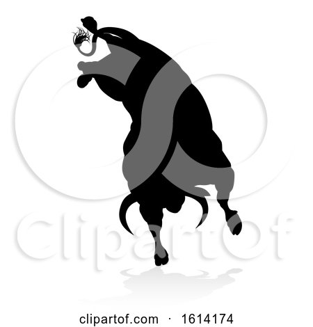Bull Silhouette, on a white background by AtStockIllustration