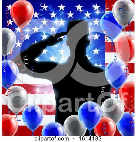 Saluting Soldier American Flag Balloon Design by AtStockIllustration