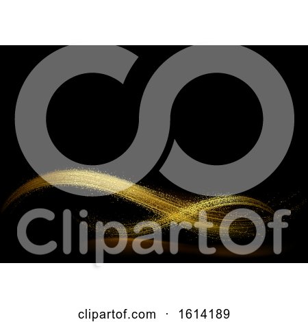 Clipart of a Golden Wave and Black Background - Royalty Free Vector Illustration by dero